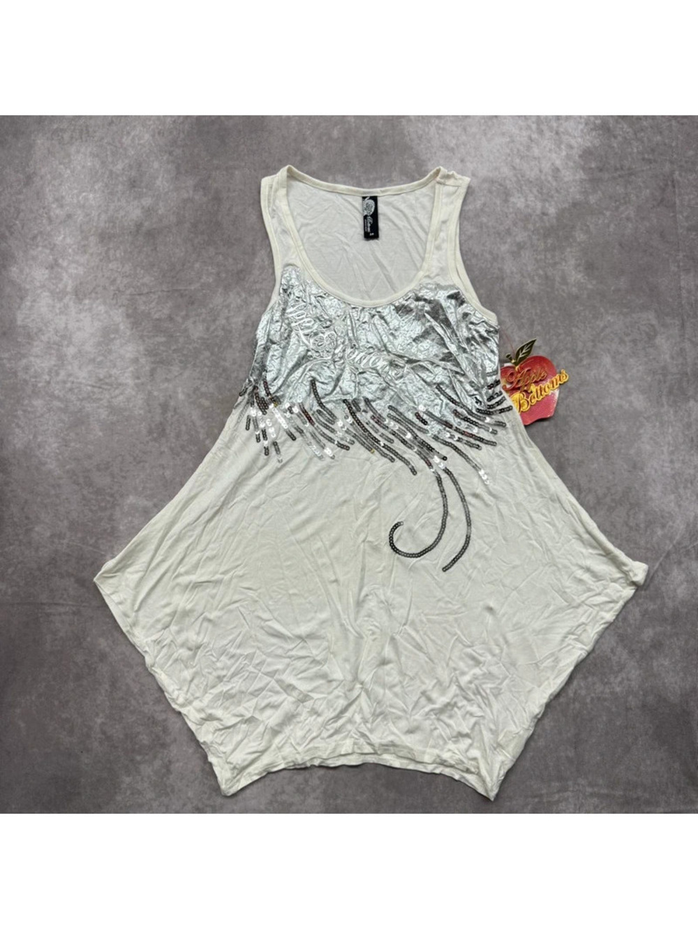 Vintage Apple Bottoms NWT Y2K White Metallic Sequin Tank Dress S